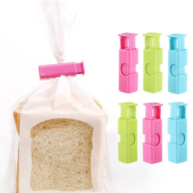 Linghhang - 12er-Pack Brotbeutel-Clips, Beutel-Clips, Bagel-Clips, rutschfeste Griffe, leicht zu drücken und zu verriegeln, verschiedene Farben
