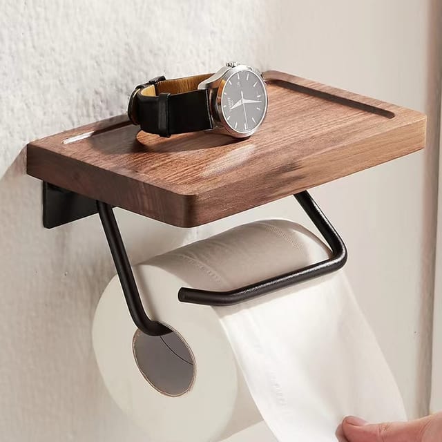 Linghhang - Toilettenpapierhalter Walnuss ohne Lochung schwarz konkav 200mm schwarz 1 Stange