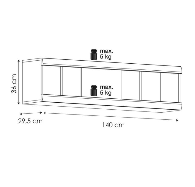 Lomadox - Wandregal 140 cm Nussbaum IMPERIA-129
