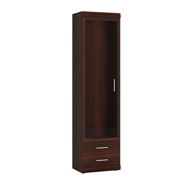 Lomadox - Vitrine Wohnzimmer schmal 50 cm Nussbaum IMPERIA-129