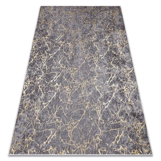 Miro 11111.2103 Waschteppich Marmor, glamour Anti-Rutsch - dunkelgrau / gold grey 200x290 cm