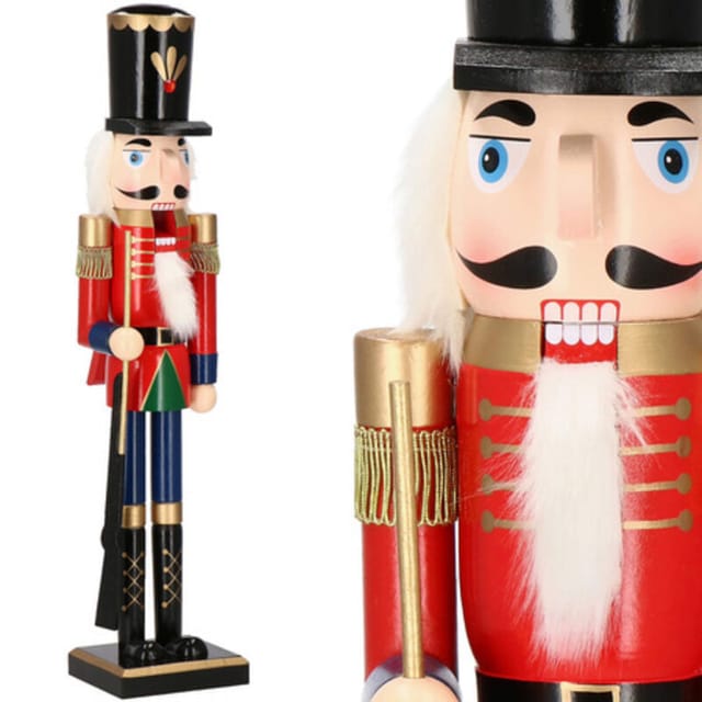 Nussknacker 60 cm mit Gewehr, Weihnachtsdekoration, rote Holzsoldatenfigur