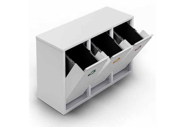Klarstein - Ordnungshüter 3-in-1 Mülleimer - 45L Küchenabfalleimer mit Farbcodierung, Edelstahlgehäuse, herausnehmbare Behälter, Mülltrennsystem
