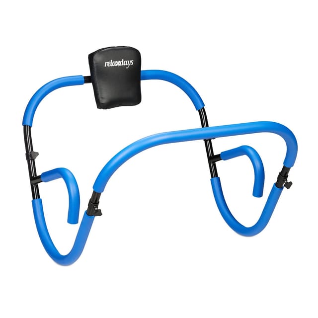 Bauchtrainer, Bauchmuskeltrainer, HxBxT: 66 x 71 x 71 cm, effektives Training zuhause, Sit-Ups, blau/schwarz - Relaxdays
