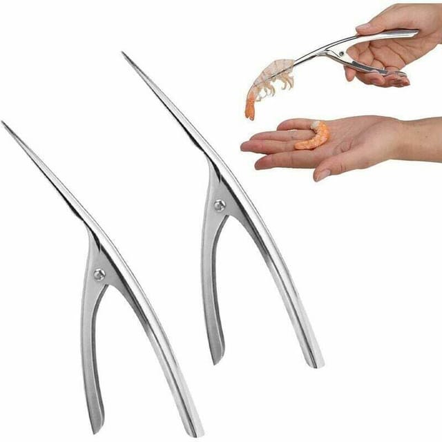 KZQ Garnelenschäler, Garnelenschäler aus Edelstahl, Küchenutensil zum einfachen und schnellen Schälen von Garnelen, Pinzette, hochwertiger