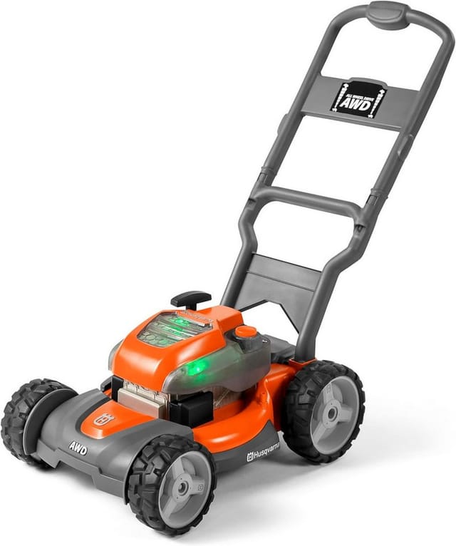 Husqvarna Spielzeug Rasenmäher orange Akku leicht
