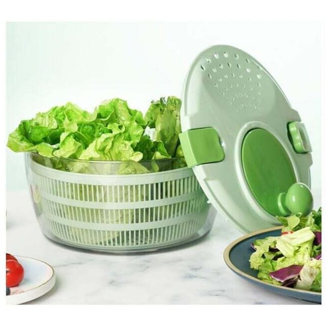 Salatschleuder, großer Salatschleuder, Gemüsetrockner, 4 l PP-Salatschleuder, multifunktionale Salatabtropfschale für die Küche zu Hause, Grün