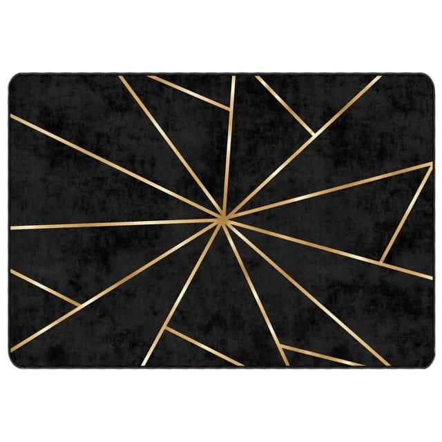 Teppich Waschbar Schwarz und Golden 120x180 cm Rutschfest Vidaxl