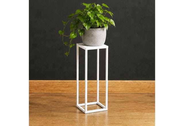 DanDiBo Blumenhocker Metall Weiß Eckig 50 cm Blumenständer Beistelltisch 96482 S Blumensäule Modern Pflanzenständer Pflanzenhocker