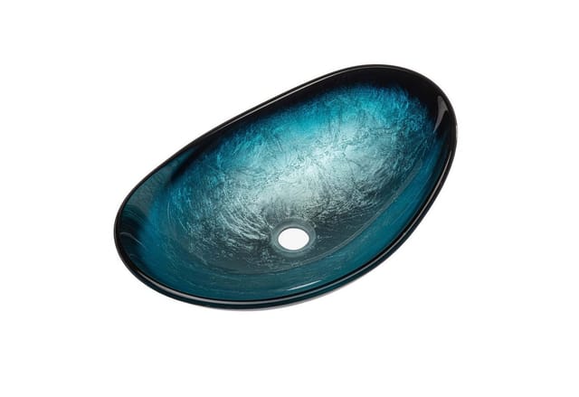 Doporro - Aufsatzwaschbecken Glaswaschbecken BxTxH: 53,5x35,5x16cm in Blau Glas Waschplatz Handwaschbecken Waschtisch Minerva08 - Blau