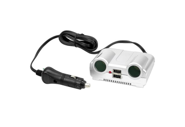 Cartrend - 2-Fach Zigarettenanzünder-Verteilerstecker mit usb + Schalter