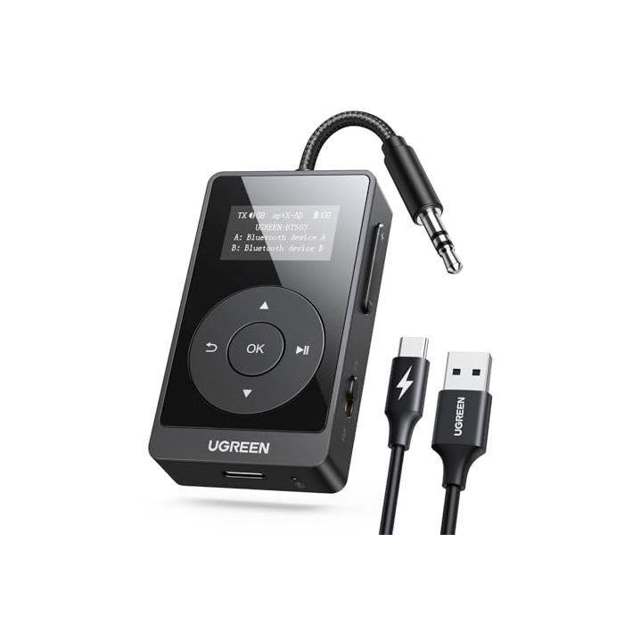 Aptx Bluetooth 5.3 2-in-1 Sender Empfänger Bluetooth Jack - Tasten - Kabelgebunden - Batteriebetrieben - Stereo - Audio 3,5 Mm