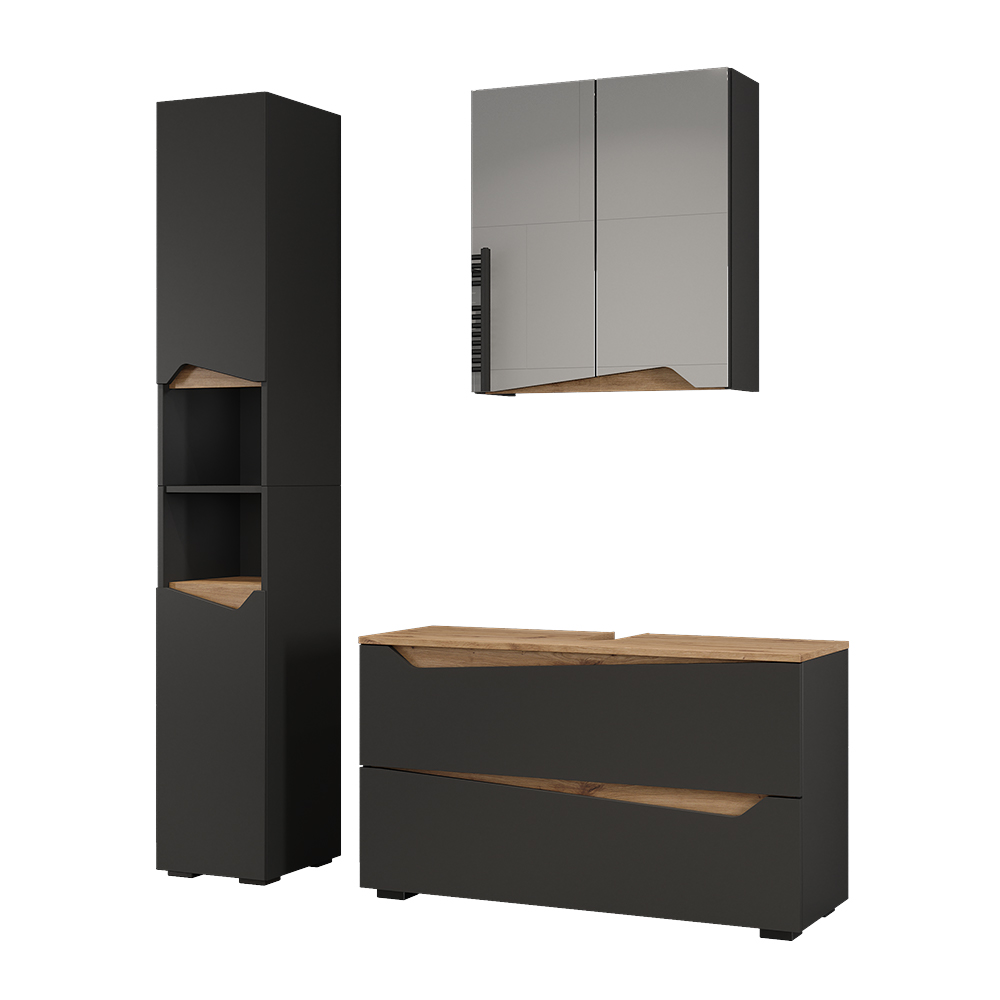 Badmöbel-set Marelle, Anthrazit/artisan-eiche, 3-teilig, Vicco