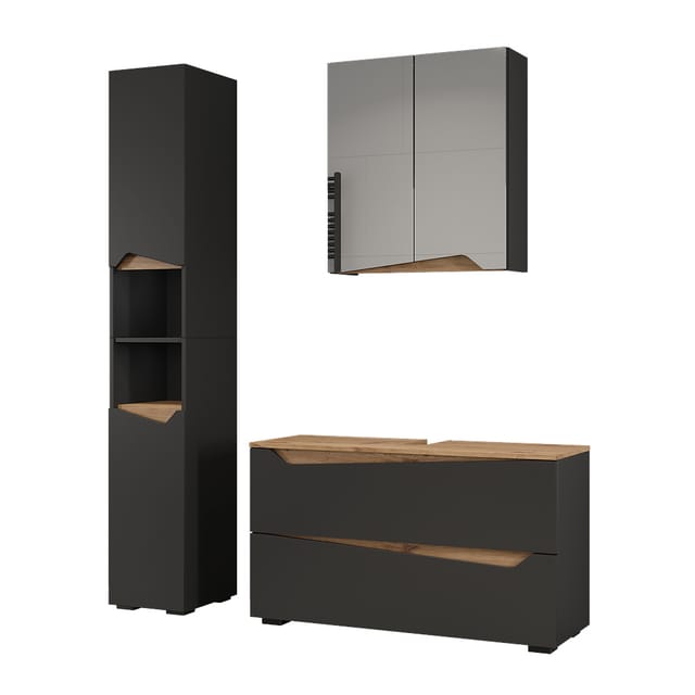Badmöbel-set Marelle, Anthrazit/artisan-eiche, 3-teilig, Vicco