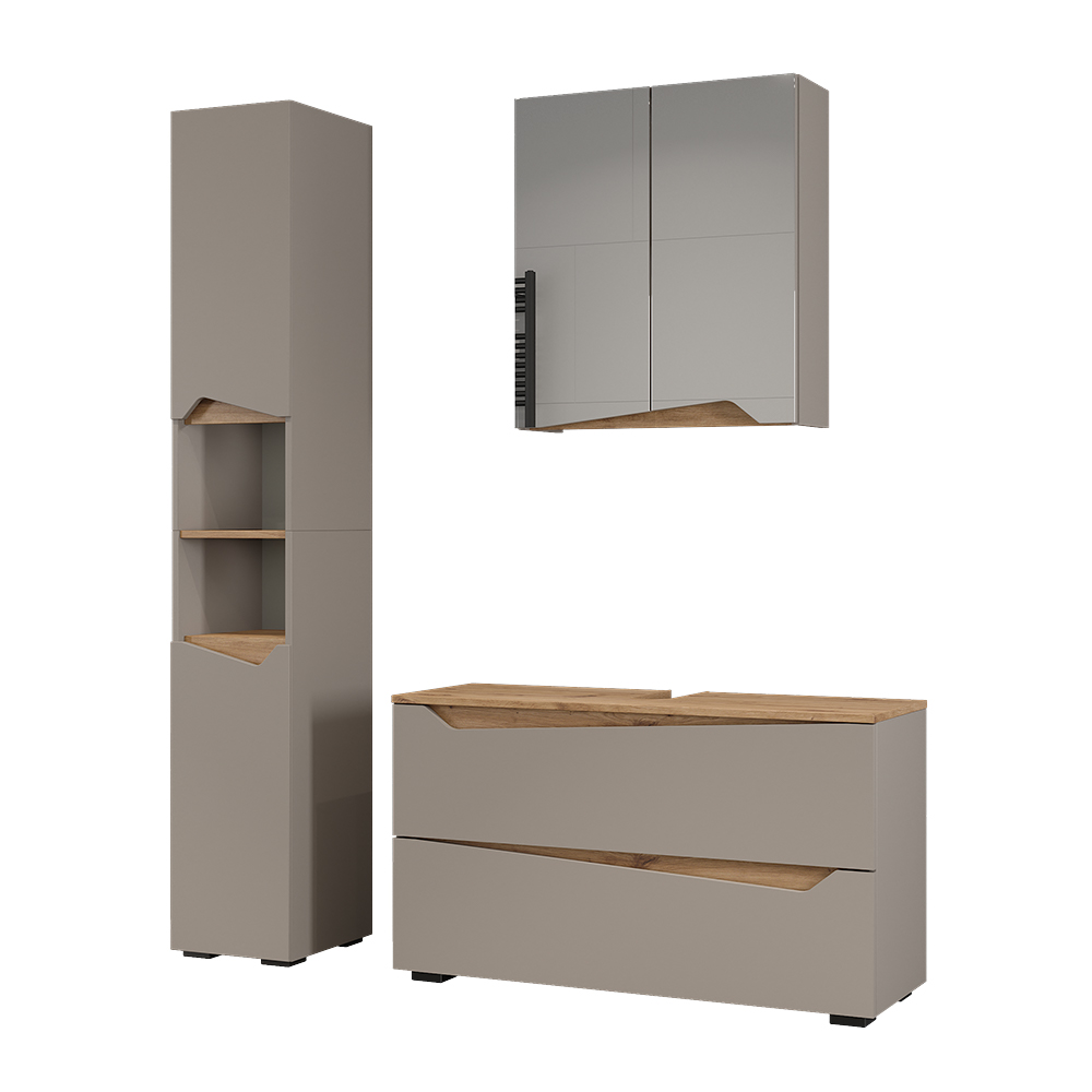 Badmöbel-set Marelle, Greige/artisan-eiche, 3-teilig, Vicco