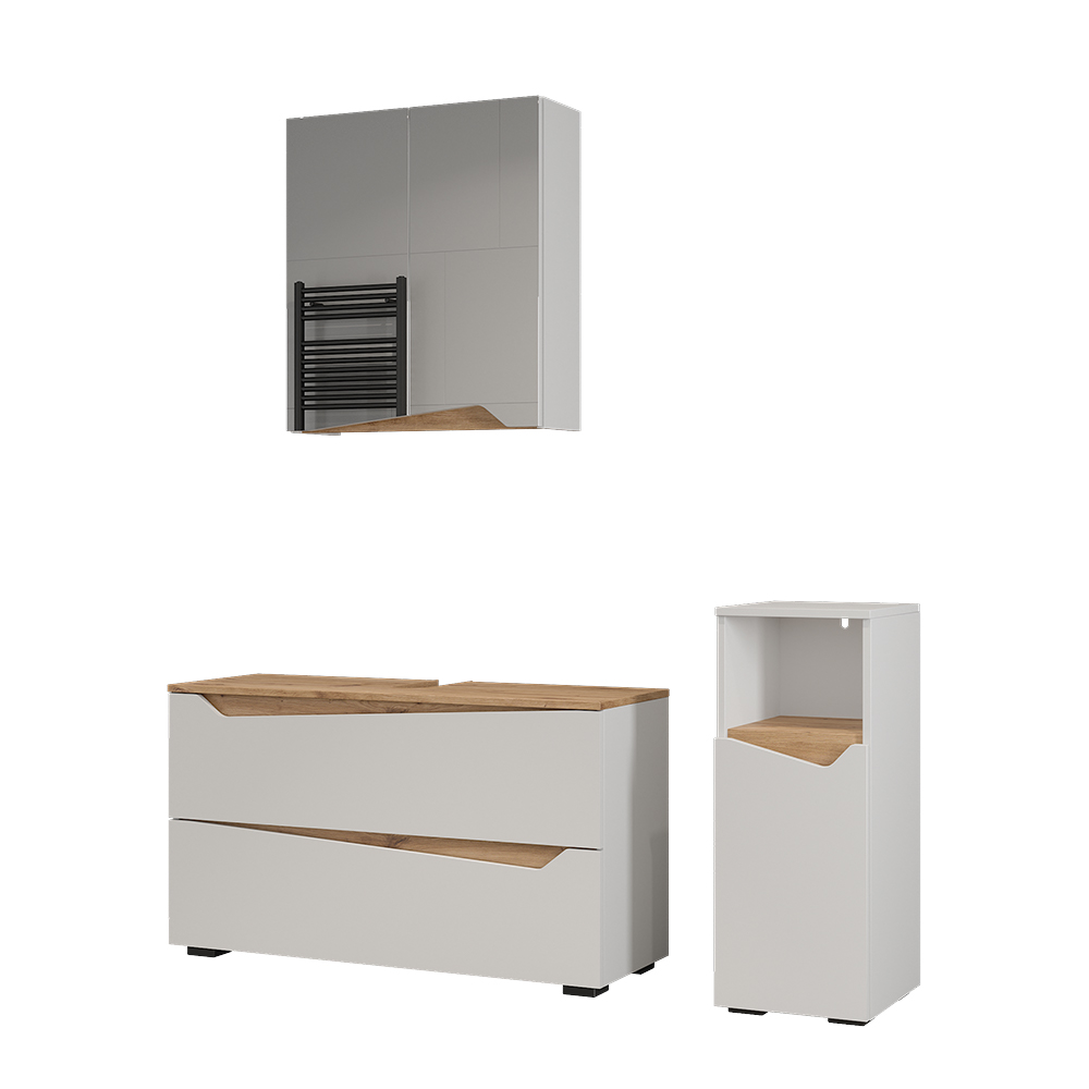 Badmöbel-set Marelle, Weiß/artisan-eiche, 3-teilig, Vicco