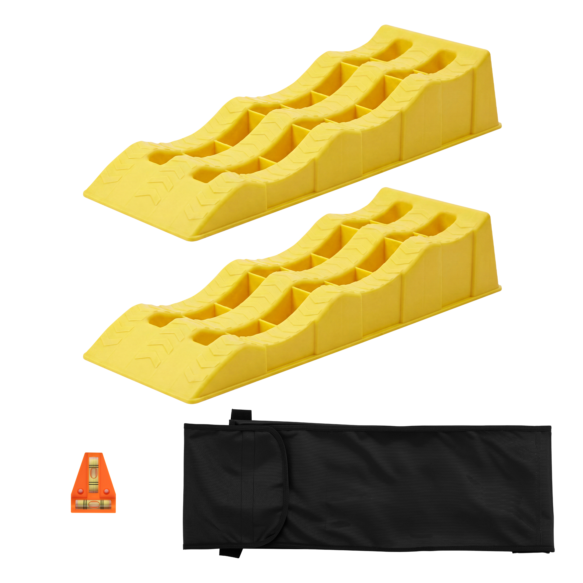 Xpotool Auffahrkeile Wohnmobil 3,5 T 2 Stk. Gelb 605 X 205 X 120 Mm, Ausgleichskeile Aus Hdpe, Stabile Unterlegkeile Für Wohnwagen Und Camping