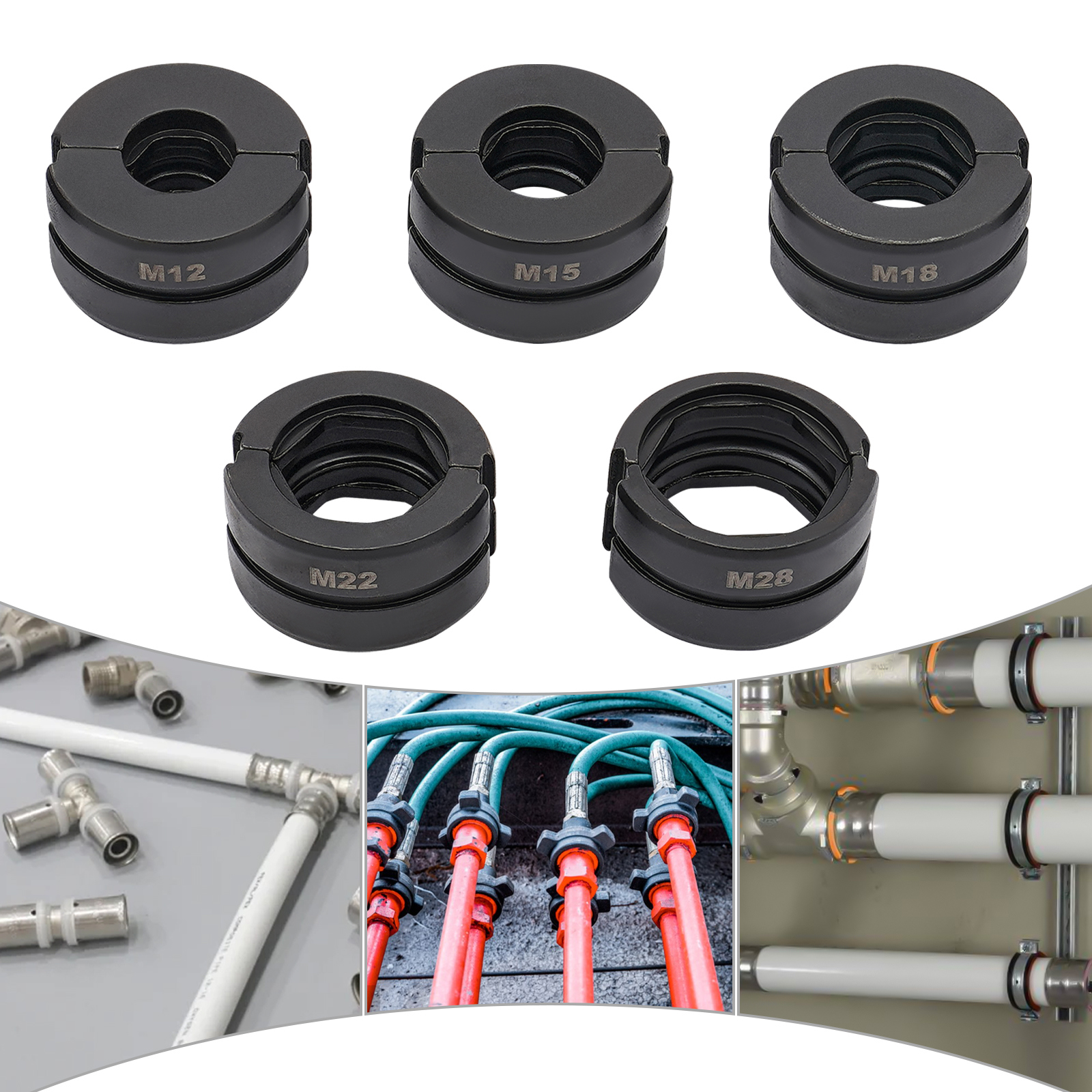 Yissale-crimpbacken / Pressbacken-set Mit 5 Austauschbaren Einsätzen - V-kontur M12, M15, M18, M22, M28 Für Kupferrohr - Presszangen-backeneinsätze Für Elektro & Bau