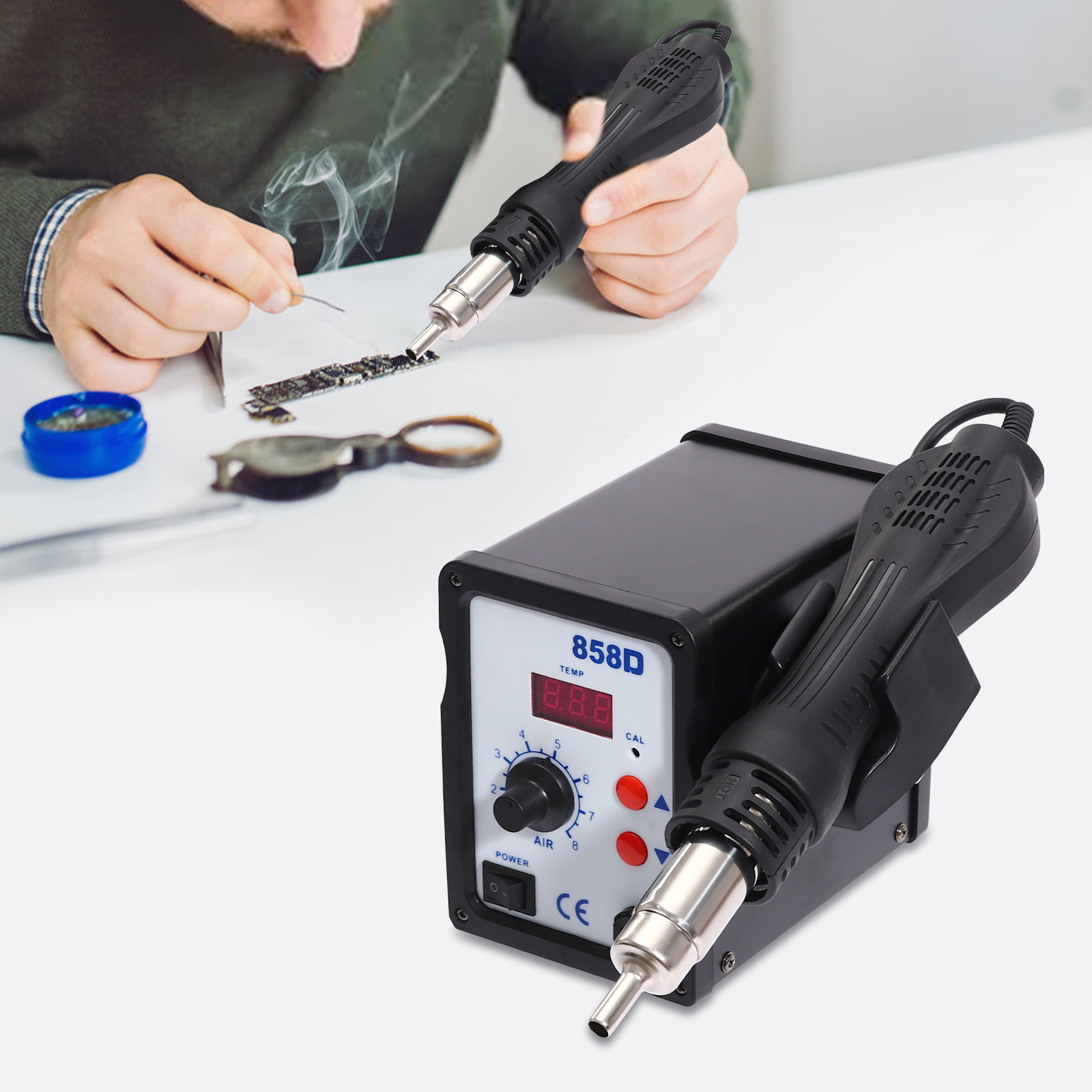 Yissale-digitale Heißluft-nacharbeitstation 700w Mit Digitalanzeige - Temperatur Einstellbare Heißluftpistole Für Mobiltelefon Und Laptop Reparatur