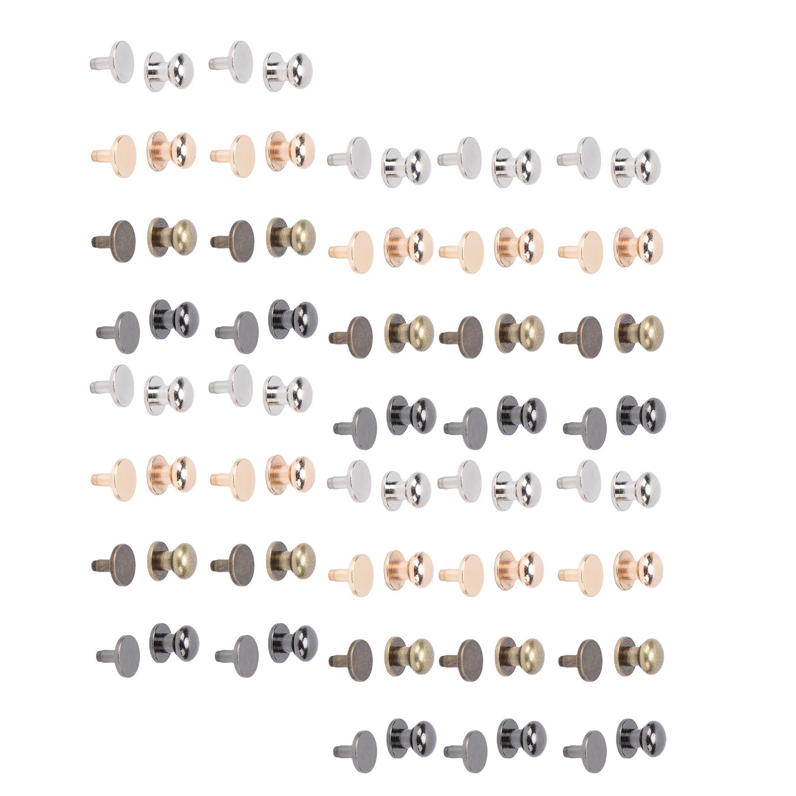 40 Sets Ledernieten 8 Mm, 4 Farben, Messing, Rundkopf-knopfnieten Für Taschen, Geldbörsen, Gürtel, Schuhe Und Kleidung