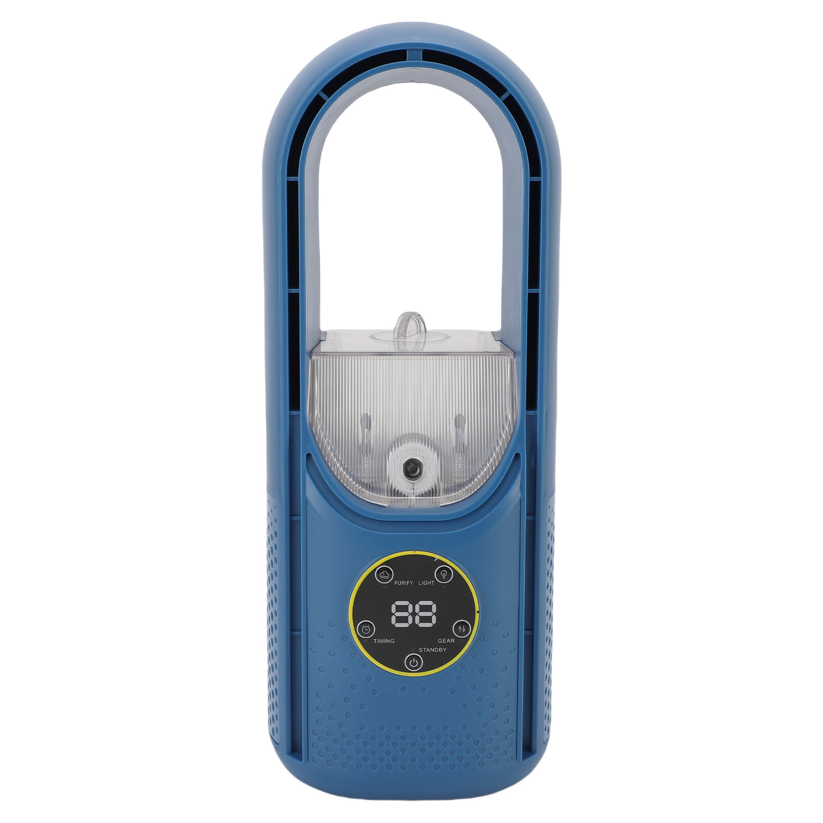 Tragbarer Tischventilator Ohne Rotorblätter Mit Led-beleuchtung Und Luftbefeuchterfunktion, Usb-betrieben, 6 Windstufen, Blau