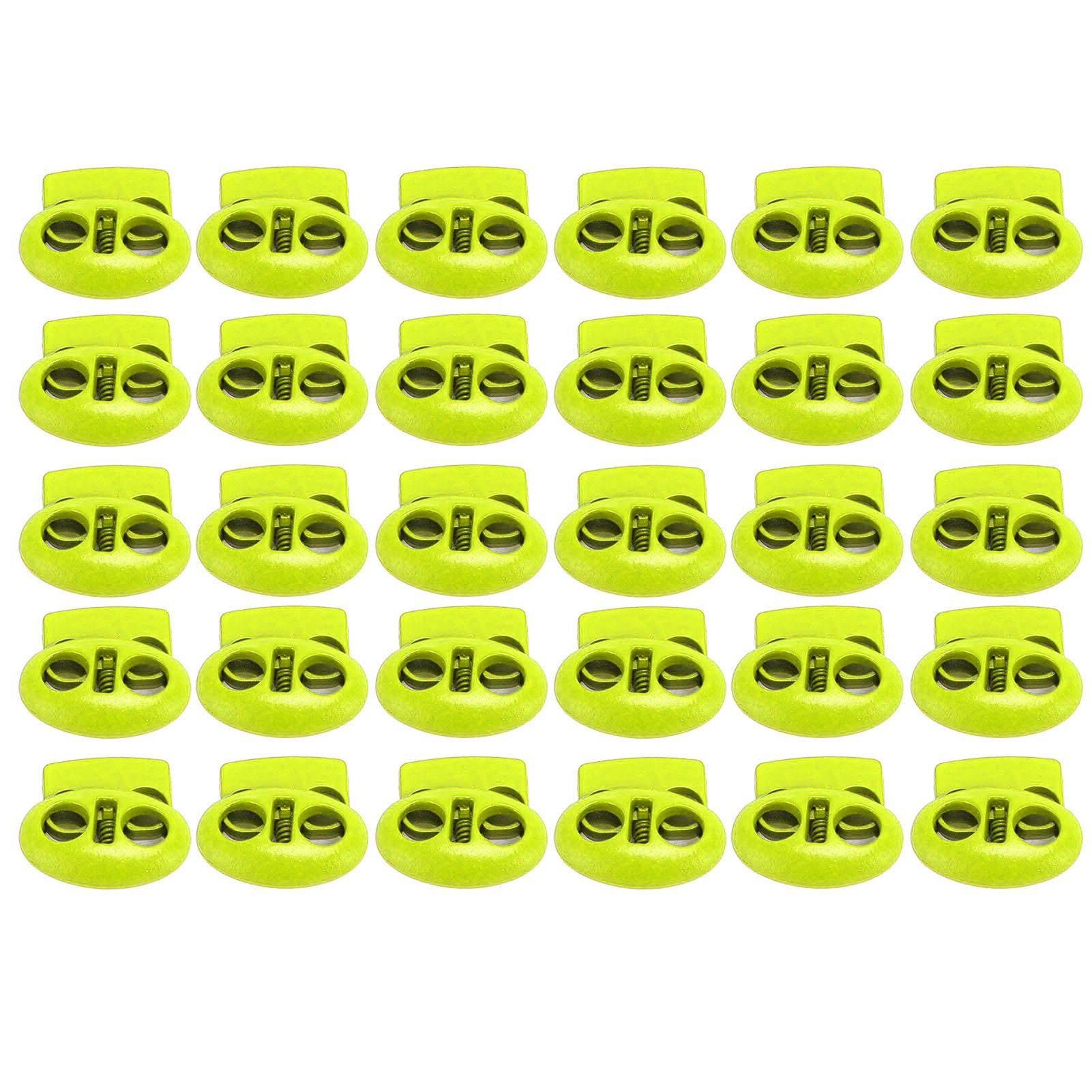 30 Stück Metall-kordelstopper Mit Doppellochfeder, Schieber, Endkappen Für Kordelzüge, Schnürsenkel, Rucksäcke, Taschen, Fluoreszierend Grün