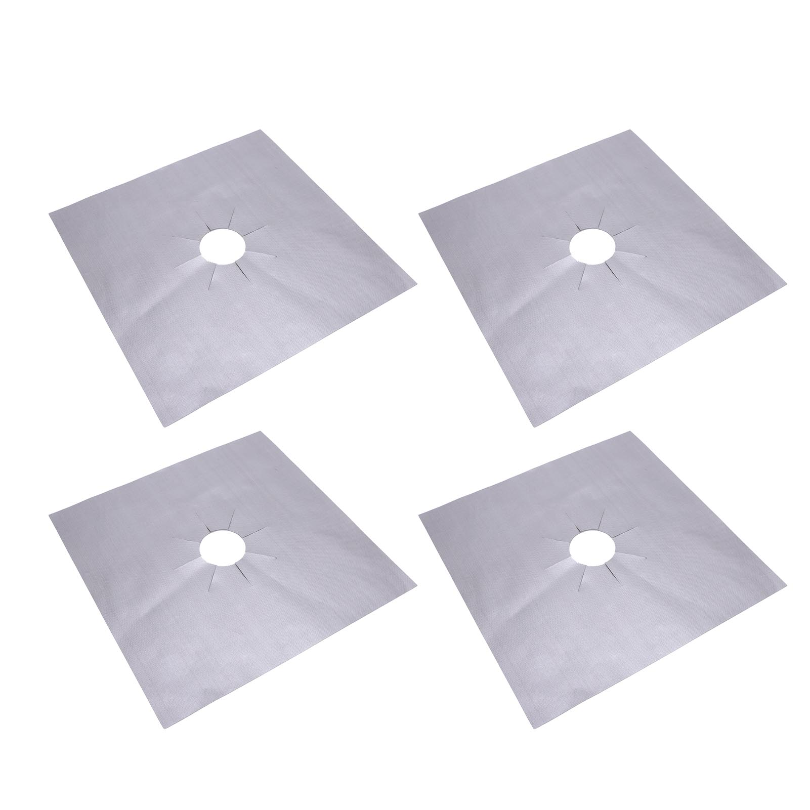 4er-set Herdplattenabdeckungen, Antihaftbeschichtet Aus Ptfe, Gasherd-schutzhüllen Für Die Küche, 270 X 270 X 0,12 Mm, Silberfarben, Waschbar, Wiederverwendbar