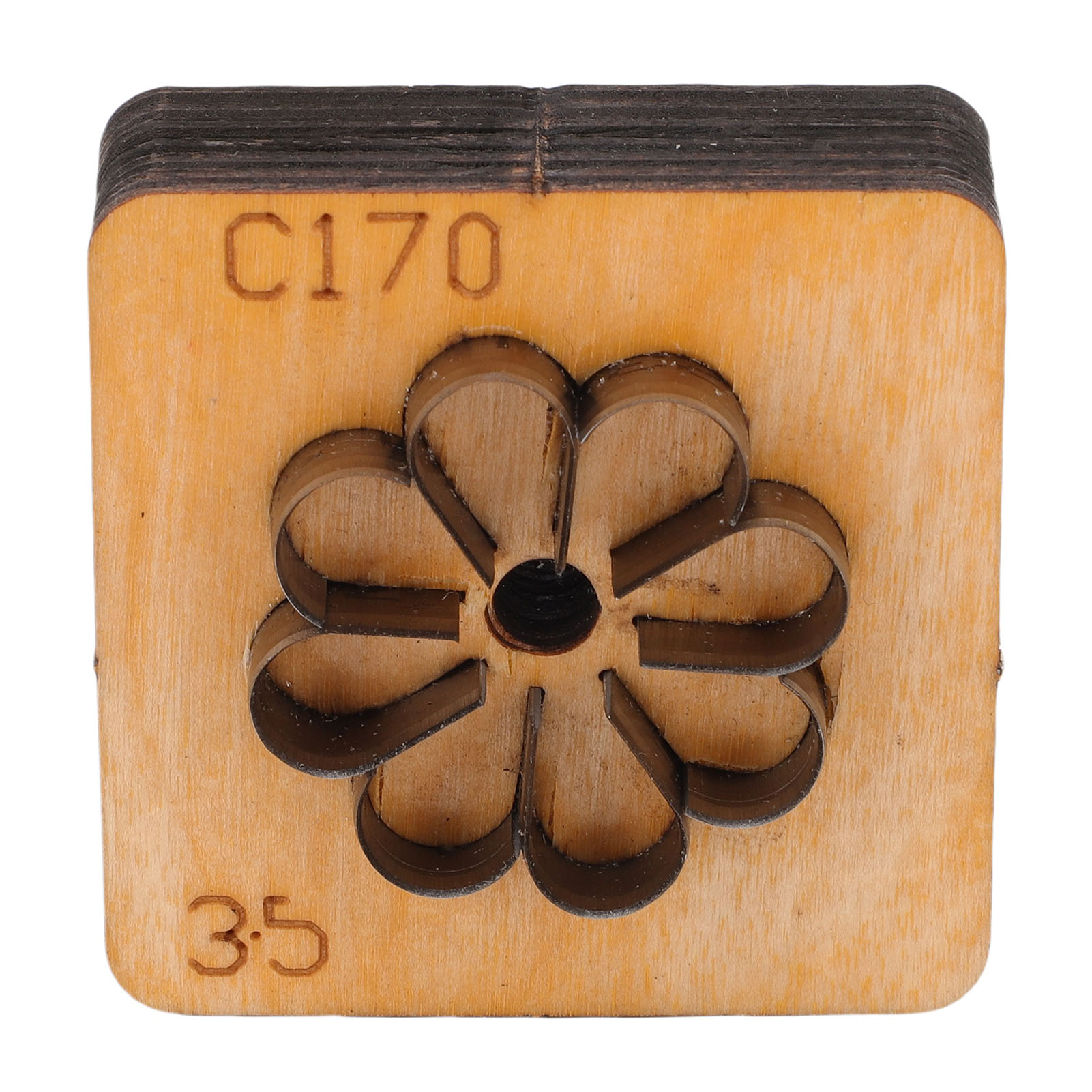 Blumen-lederstanzform Mit Holzsockel Und Stahlklinge, Multifunktionale Stanzform Für Leder, 35 Mm / 1,38 Zoll, Für Dekorationen Und Bastelarbeiten