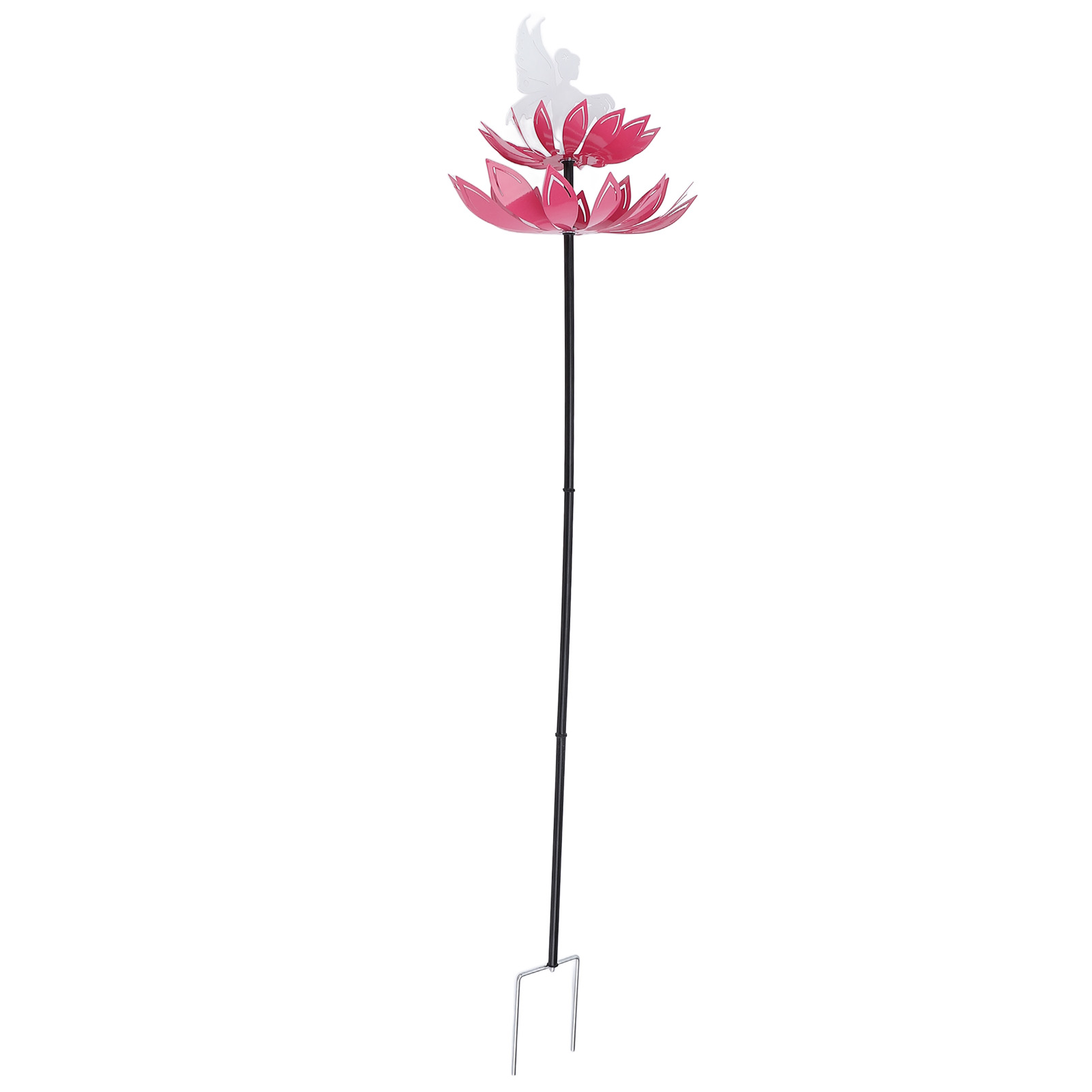 Dekorative Windmühle Mit Metallpfahl Und Feenblumen-skulptur Für Den Außenbereich – Ideal Für Garten Und Hof