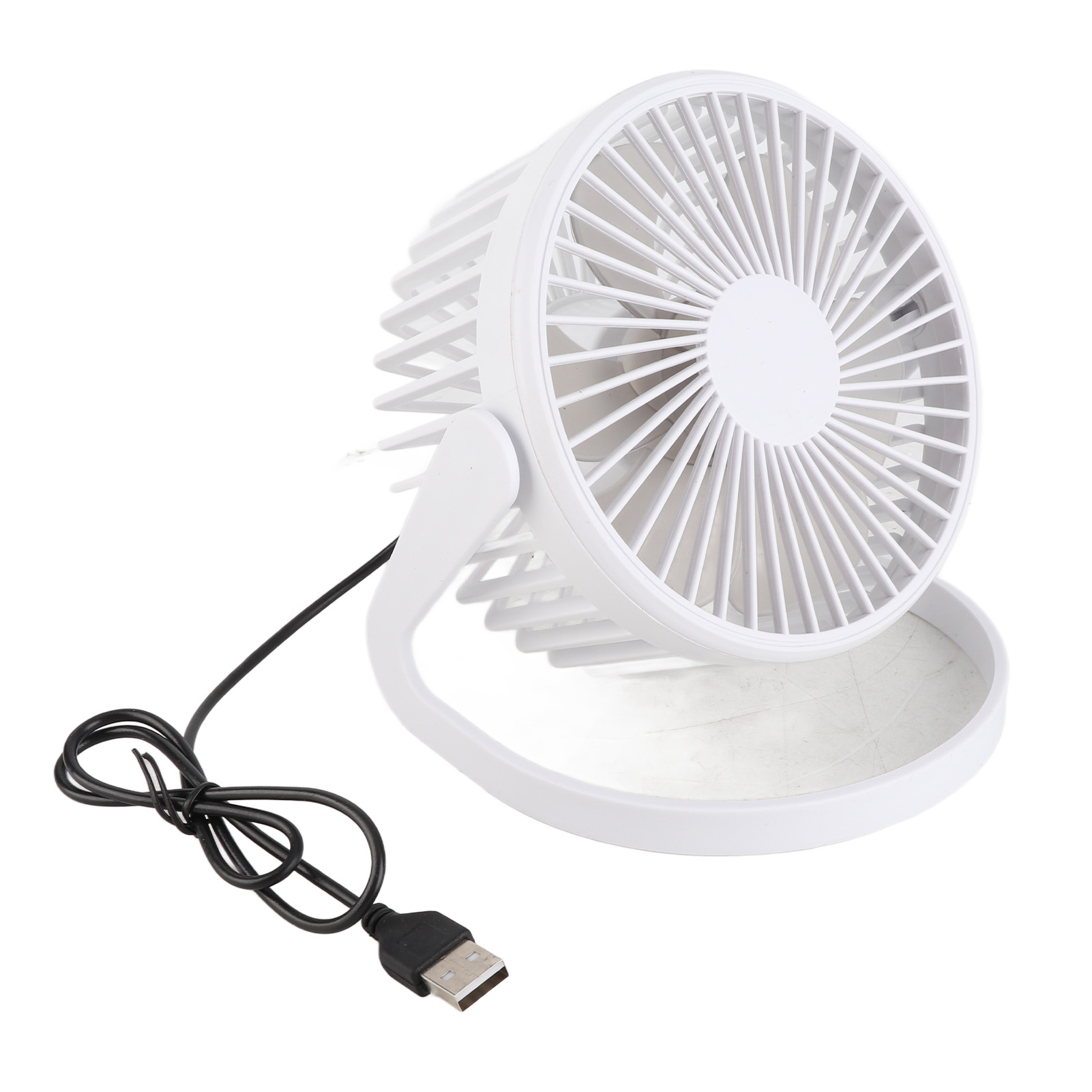 Mini-tischventilator Mit 360°-drehung, Geräuscharmem, Bürstenlosem Motor, Usb-anschluss, Tragbarer Kleiner Tischventilator Für Zuhause, Büro Und Reisen, Weiß
