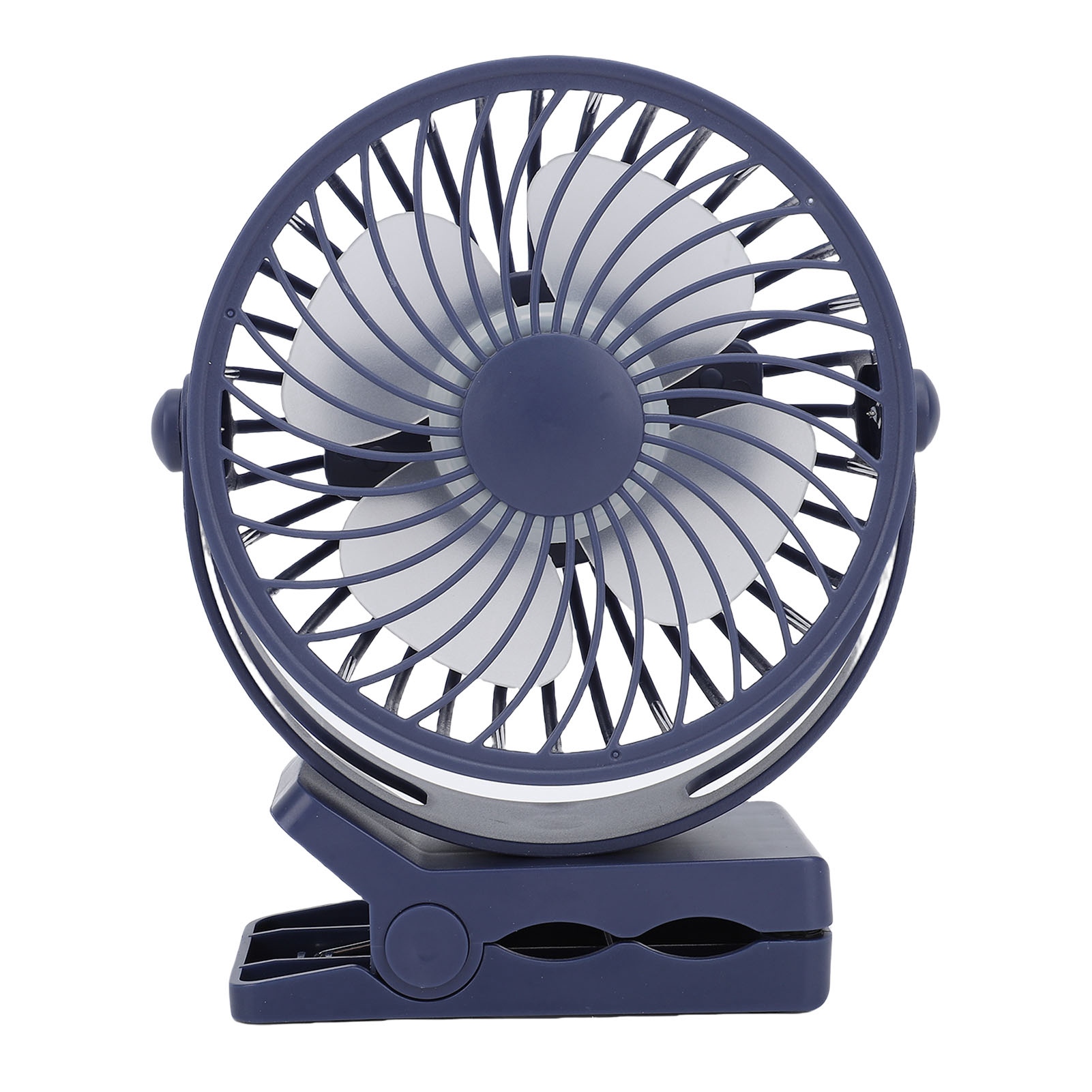 Tragbarer, Usb-aufladbarer Tischventilator Mit Clip Für Zuhause, Auto, Büro, Camping, 360°-drehung, Blau