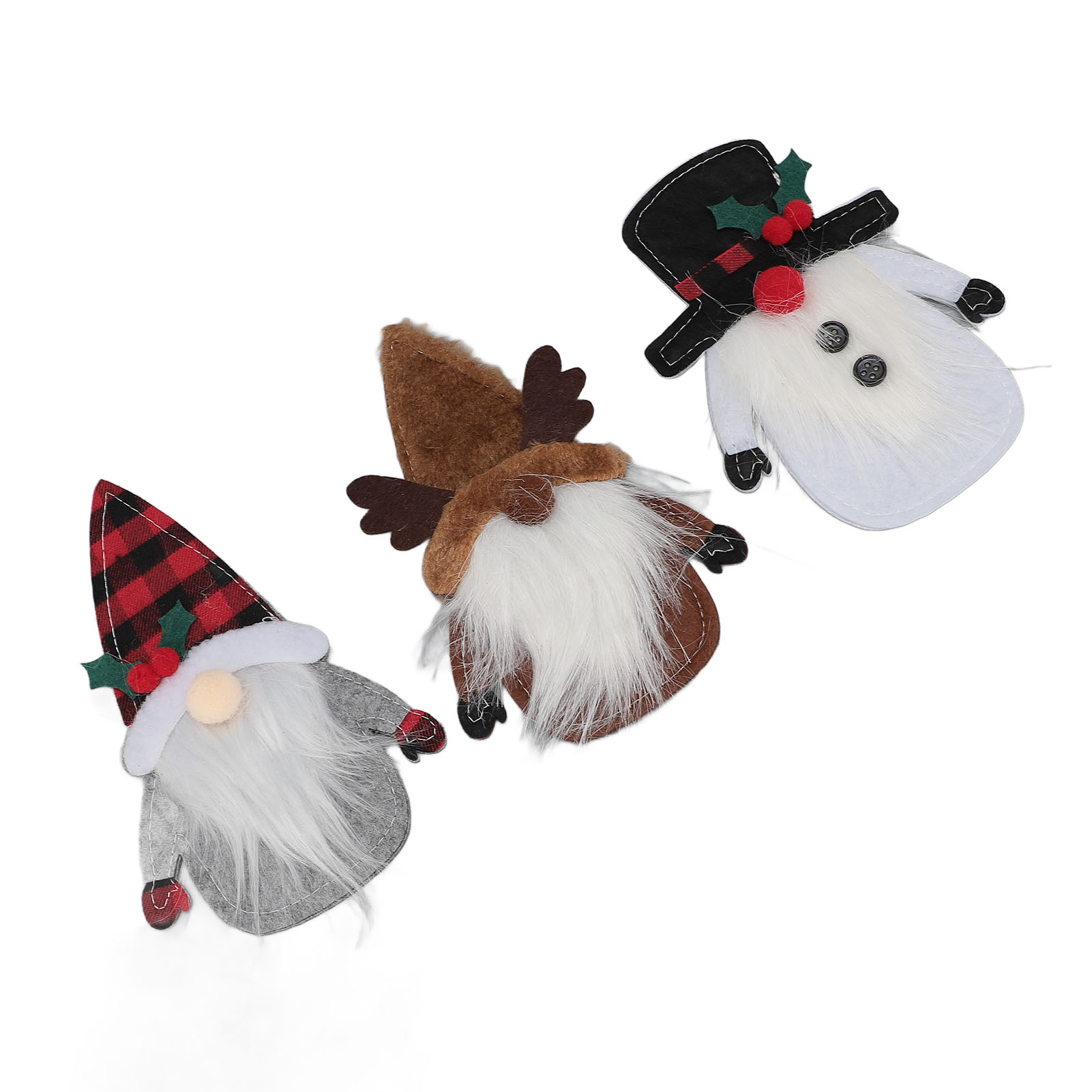 3-teiliges Set Weihnachtsbestecktaschen Aus Stoff Mit Gesichtslosen Wichteln, Gabel- Und Löffelhalter