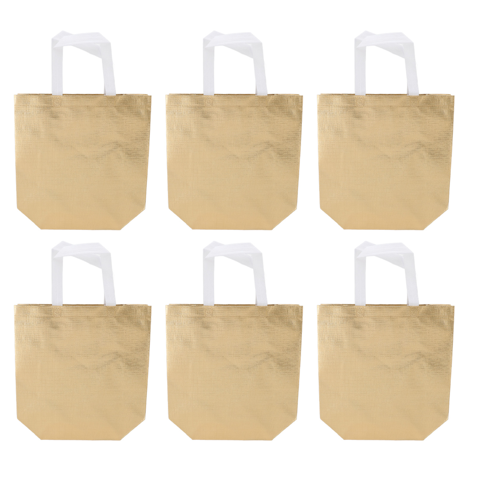 10er-set Glänzende, Wiederverwendbare Geschenktüten Im Metallic-look Aus Vliesstoff Mit Henkeln, Ideal Für Feiertage Und Partys, Gold