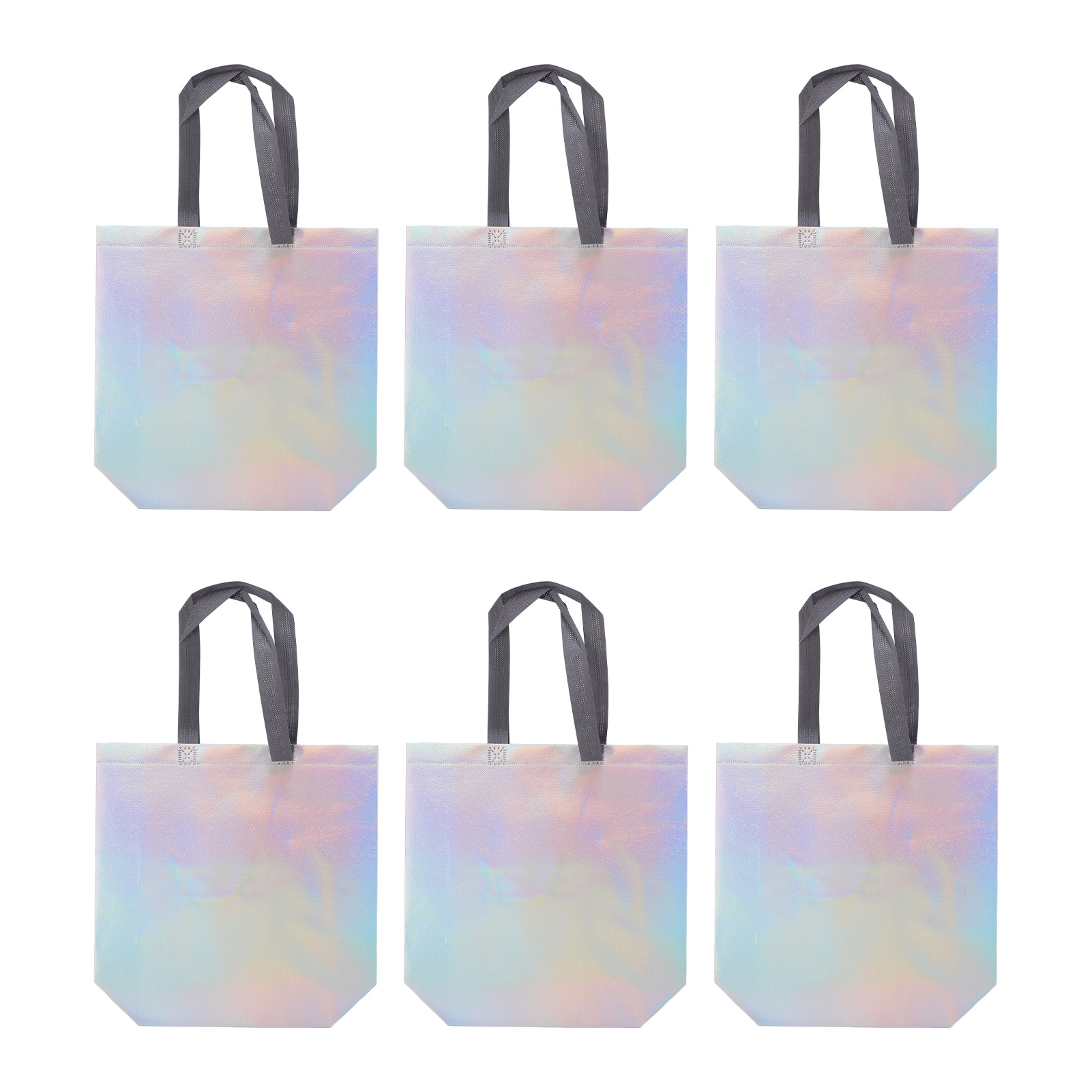 10er-set Glänzende, Wiederverwendbare Geschenktüten Im Metallic-glitzer-design Aus Vliesstoff Mit Henkeln Für Feiertage Und Partys, Silber