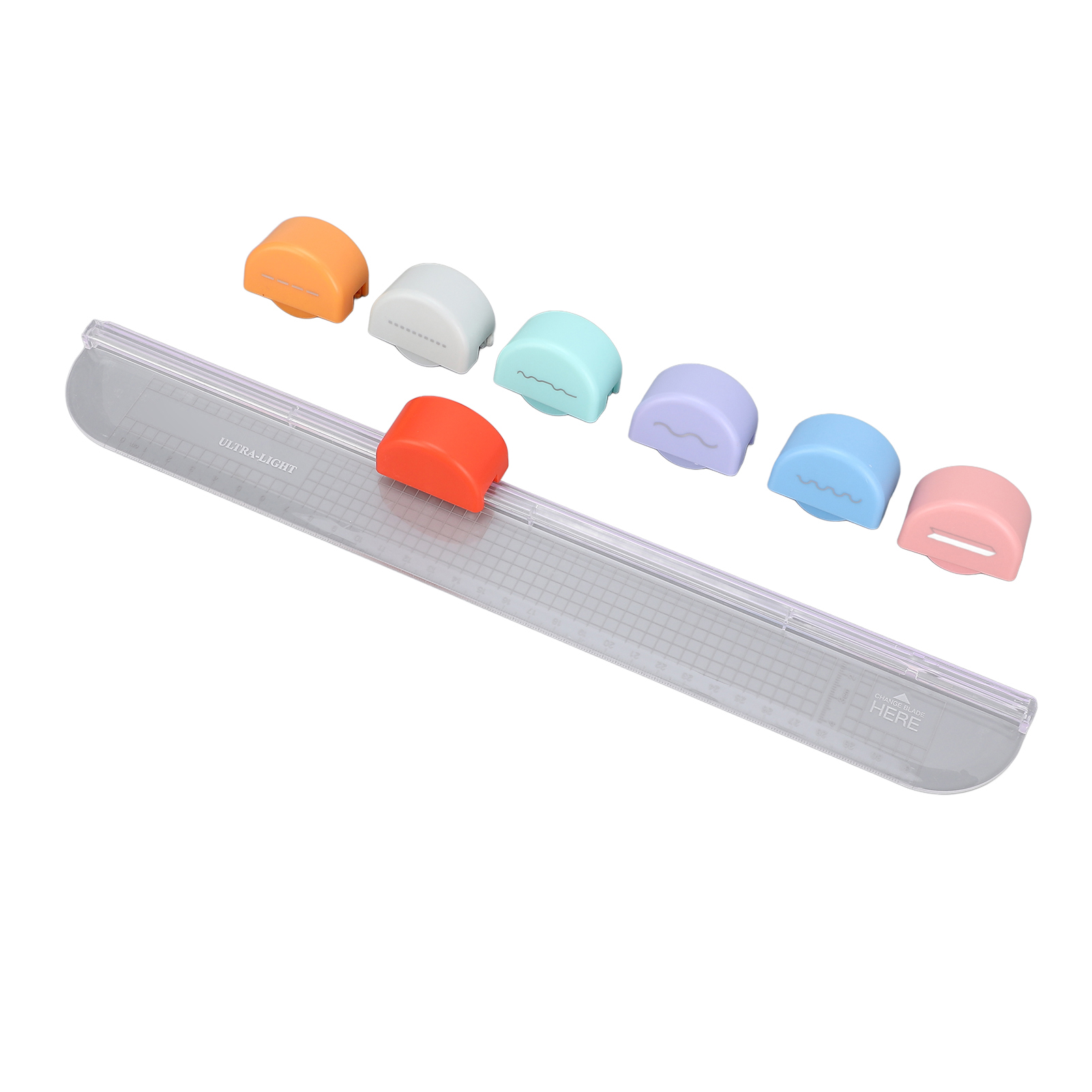 7-in-1-papierschneider Mit Integriertem Lineal – Vielseitiges Werkzeug Für Scrapbooking, Gerade, Gepunktete, Gebogene Und Gestempelte Linien Sowie Spitzenmuster.