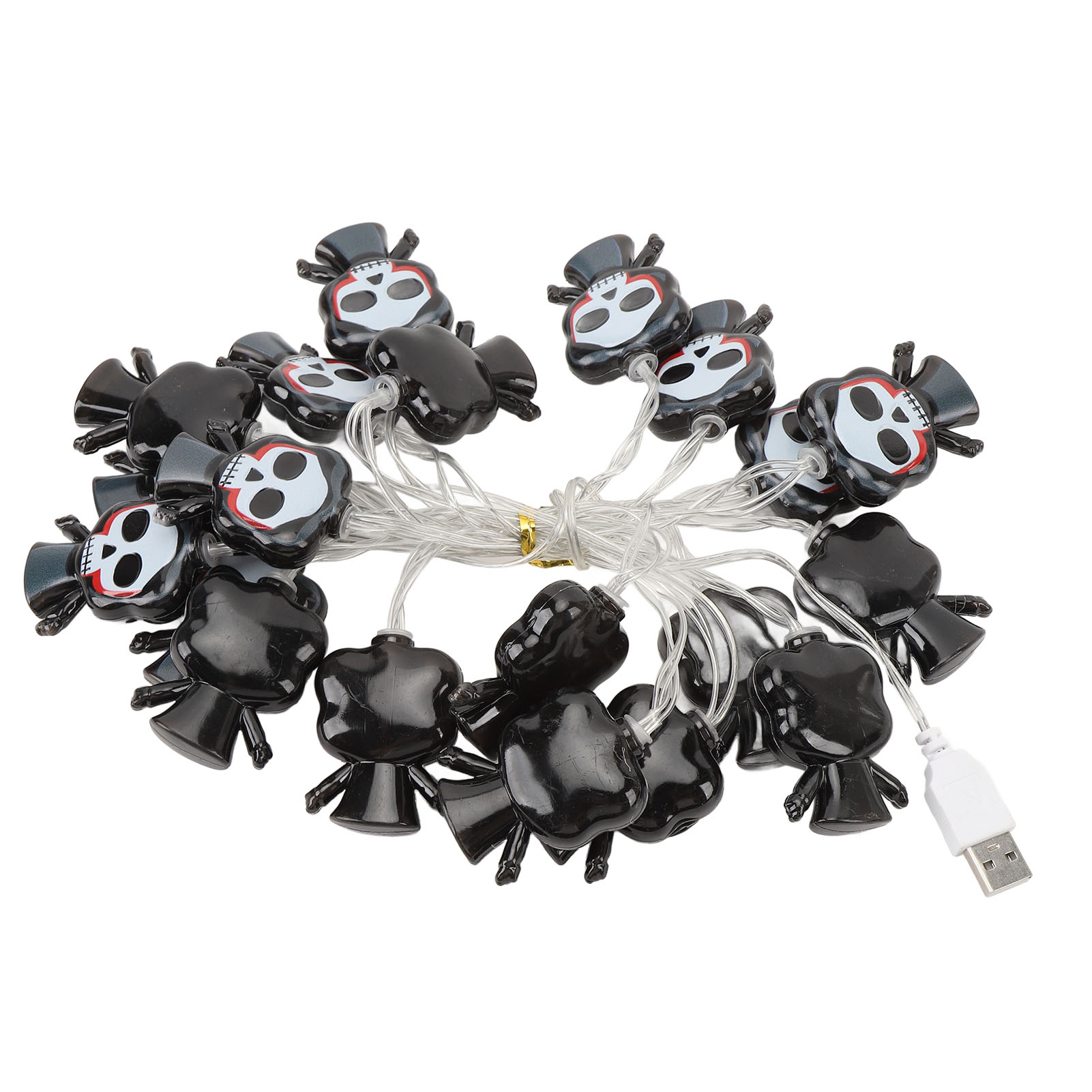 Totenkopf-lichterkette Mit 20 Leds, Wasserfest, Usb-anschluss, Gruselige Lichterkette Für Festivals, Karneval Und Cosplay