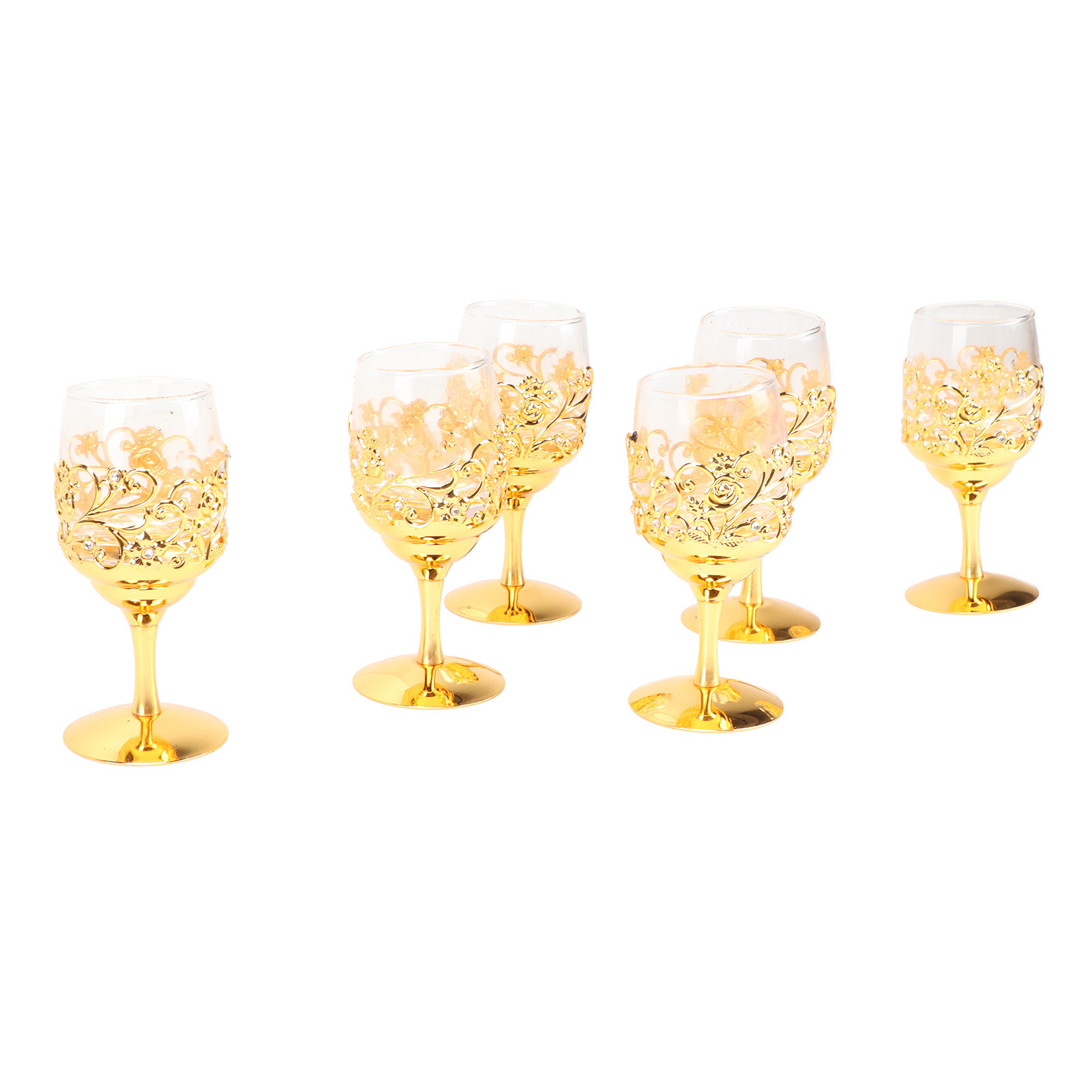 6-teiliges Set Vintage-weingläser Mit Blumenprägung, Transparente Glas-wassergläser