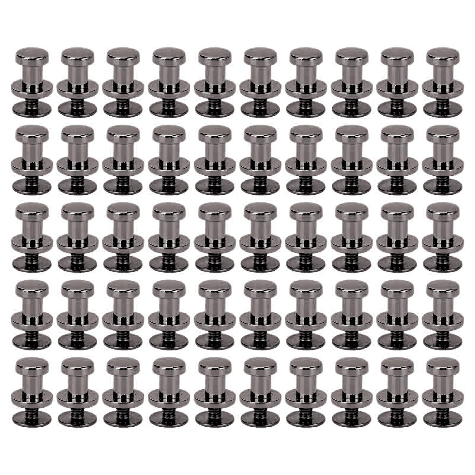 50er-set 6,5-mm-nägel, Nieten, Knöpfe Mit 6-mm-schrauben, Schere, Befestigungswerkzeug, Ziernieten Für Taschen Und Schuhe, Silber/schwarz