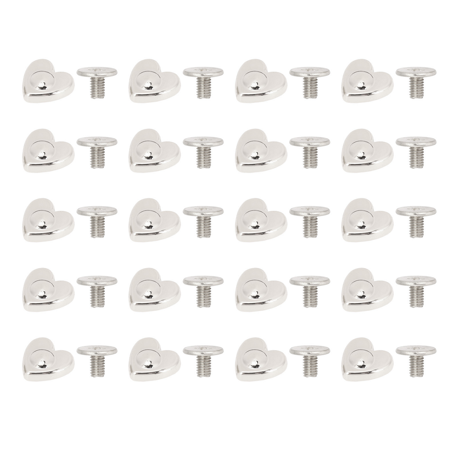 20 Stück Herzförmige Ziernieten Aus Zinklegierung, Multifunktionale Ledergürtelreparaturnieten, 10 Mm, Silberfarben