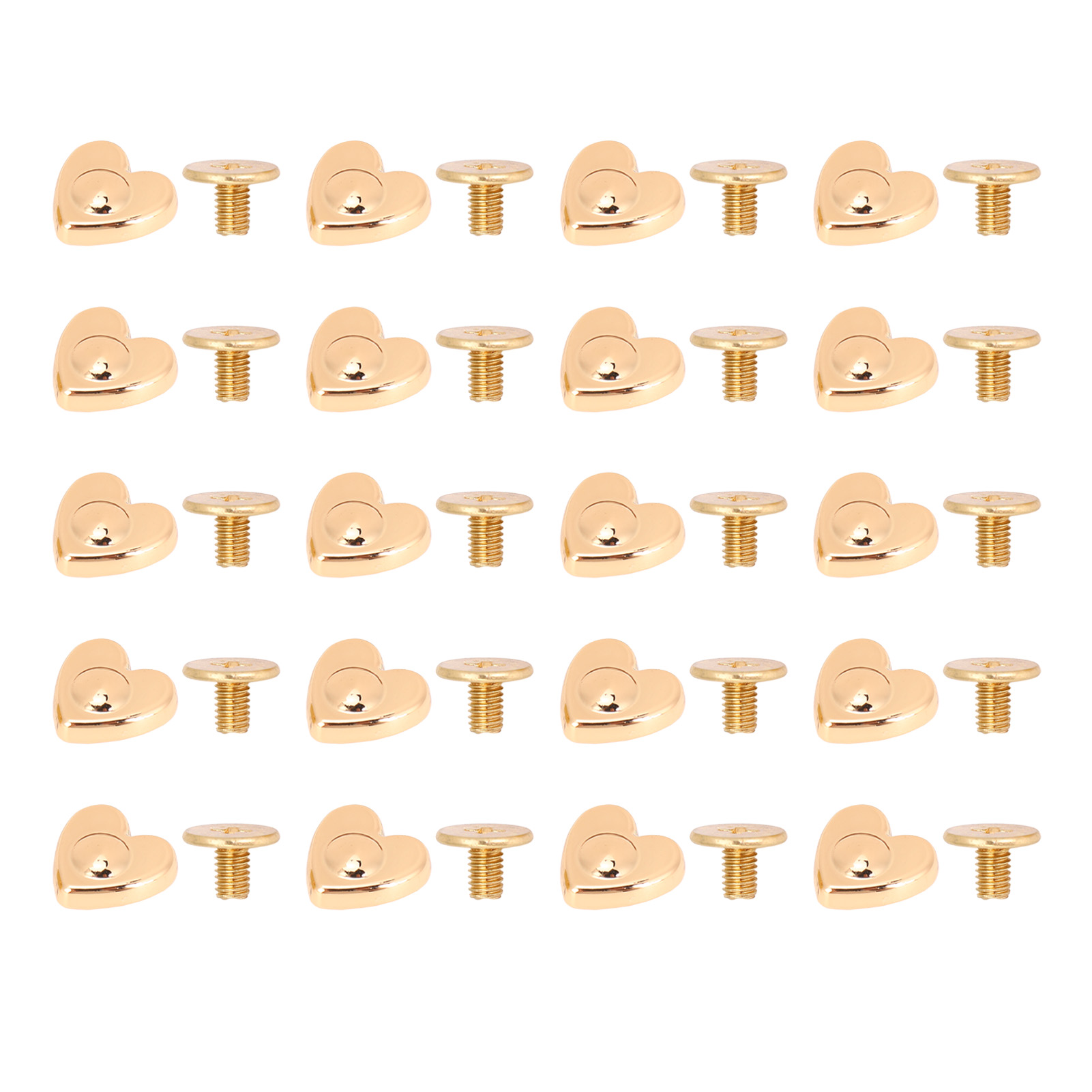 20 Stück Herzförmige Ziernieten Aus Zinklegierung, Multifunktionale Ledergürtelreparaturnieten, 10 Mm, Gold