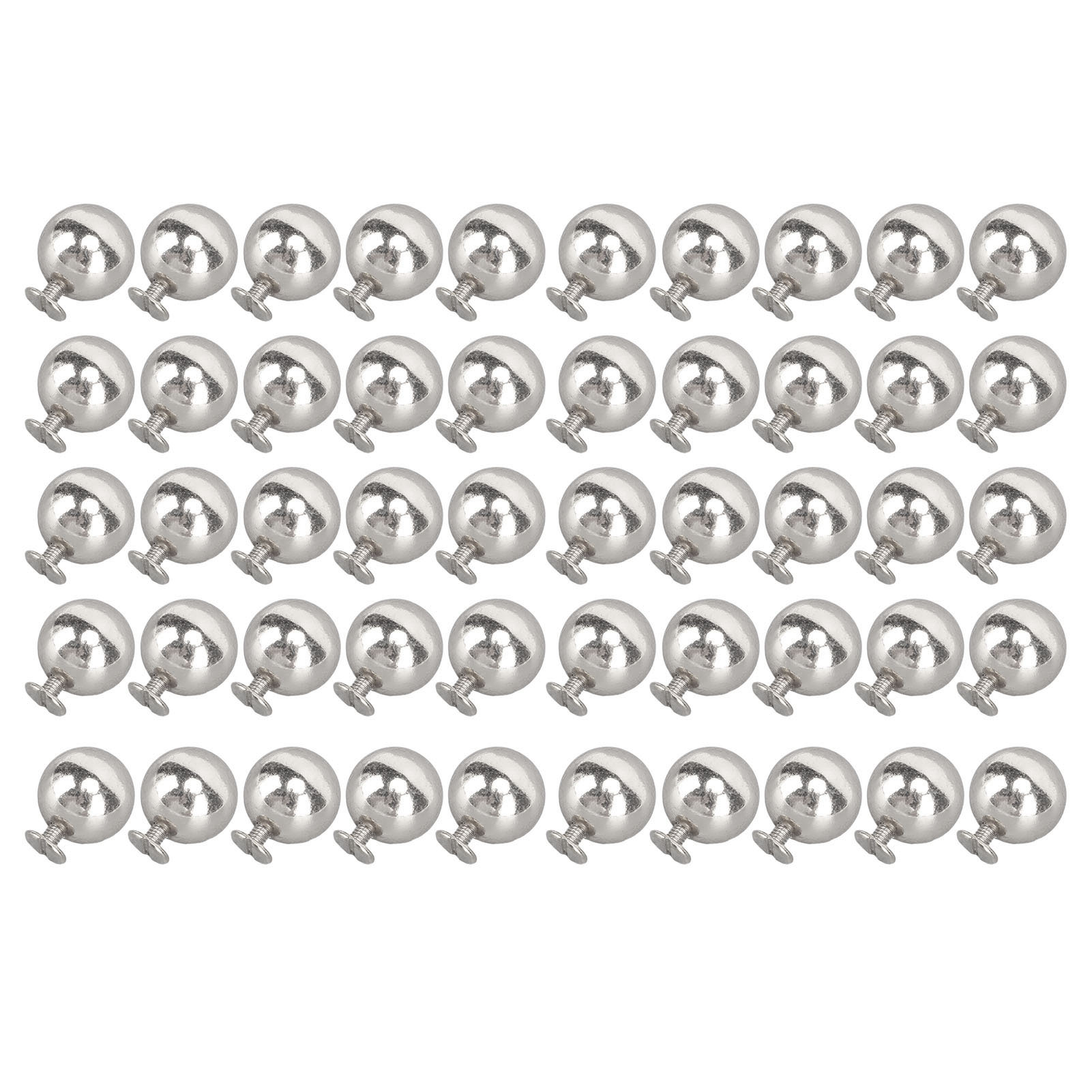 50er-set Kugelnieten-set Aus Massivem Eisen, 10 Mm Durchmesser, Inklusive 6-mm-schrauben, Für Lederarbeiten, Bekleidung, Stiefel Und Handtaschen, Silberfarben