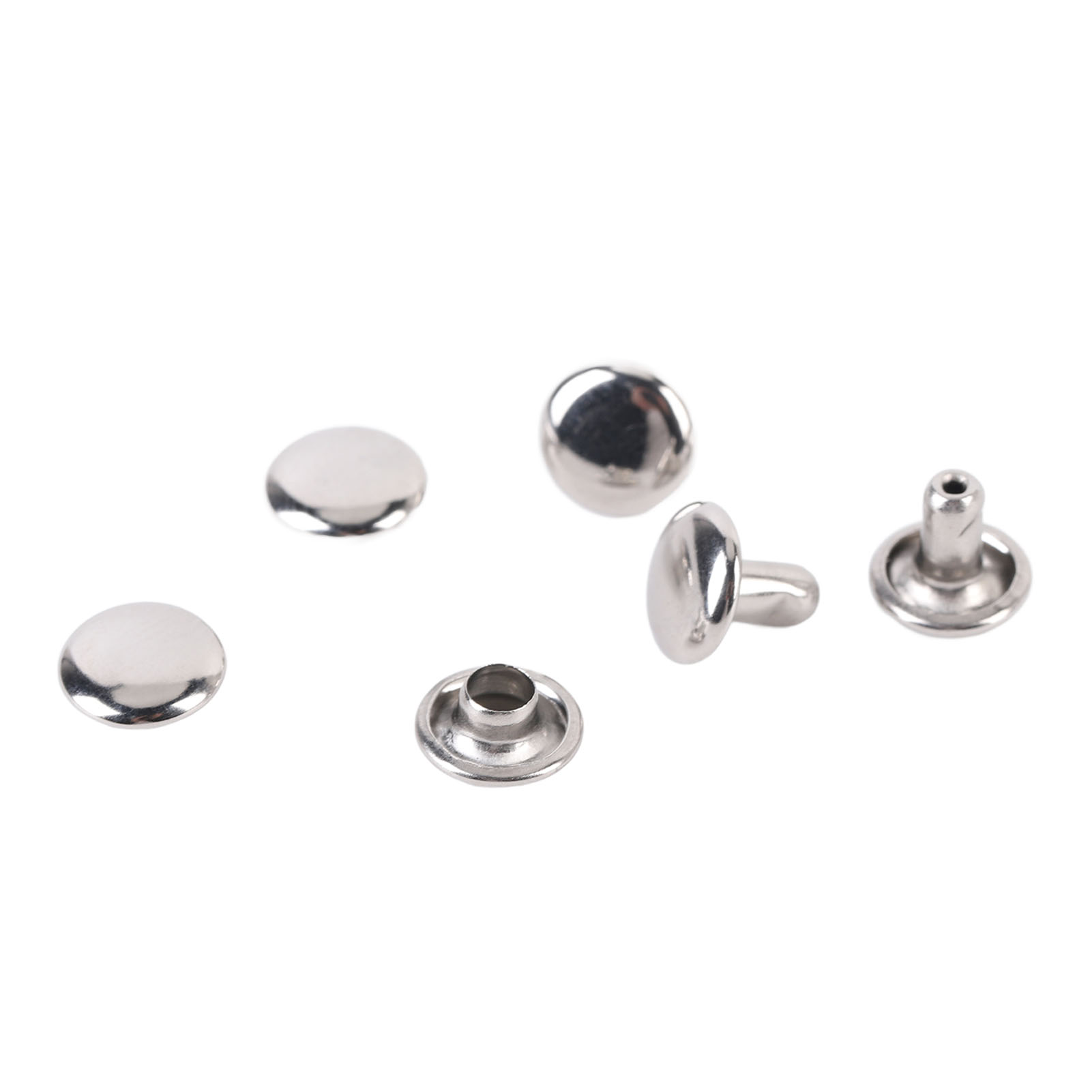 500er Set Doppelseitiger Nieten Aus Edelstahl Mit Rundem Kopf (8x6 Mm) Für Lederarbeiten, Bekleidung, Stiefel Und Handtaschen
