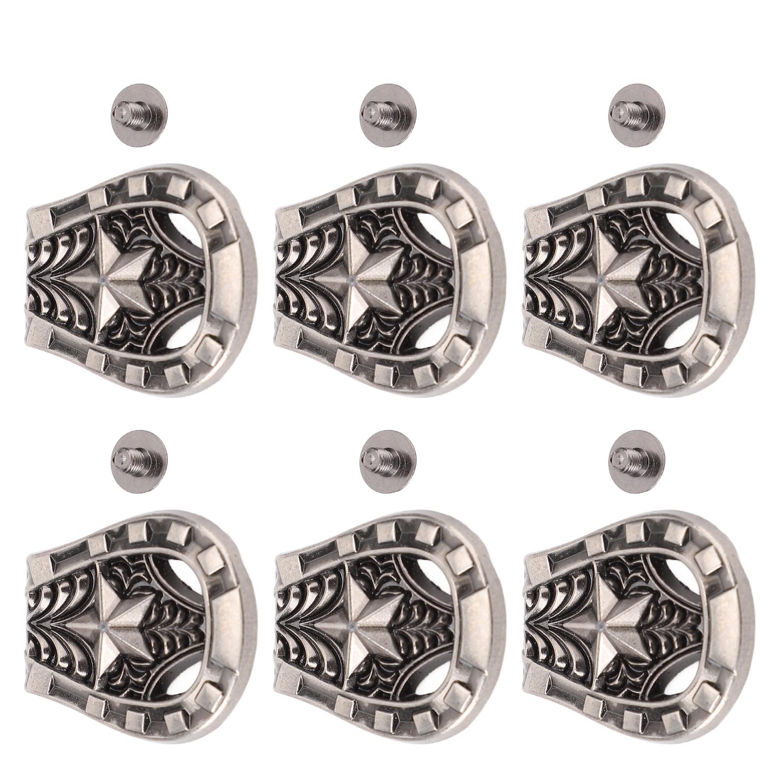 6-teiliges Setzschrauben-niet Für Leder, Legierung 25 X 27 Mm, Antike Silberform, Hufeisenform, Mit 4,5-mm-ph-schrauben, Lederhandwerkszubehör