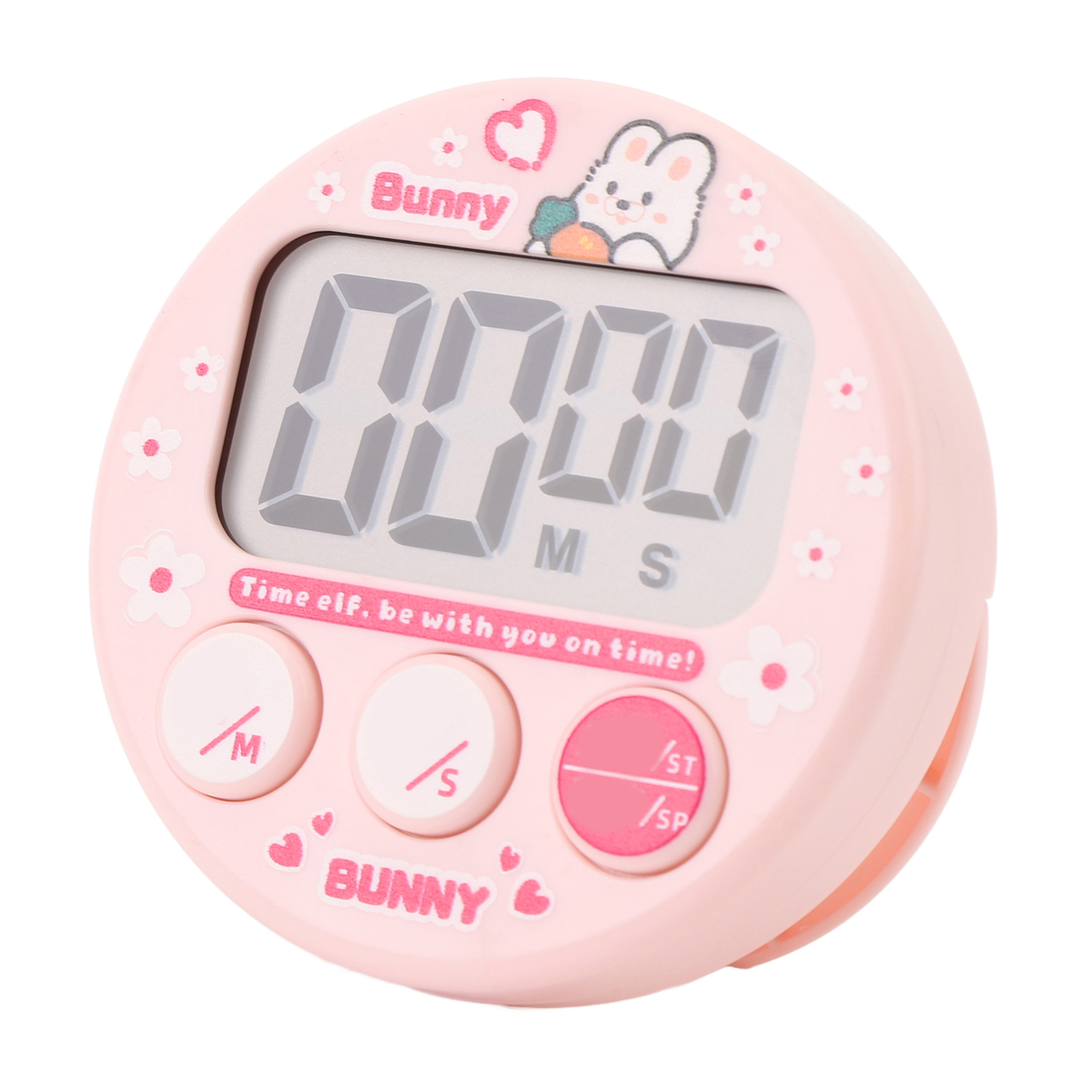 Digitaler Küchentimer Mit Lcd-display, Kompakter Elektronischer Magnettimer Im Cartoon-stil Für Kinder, Rosa