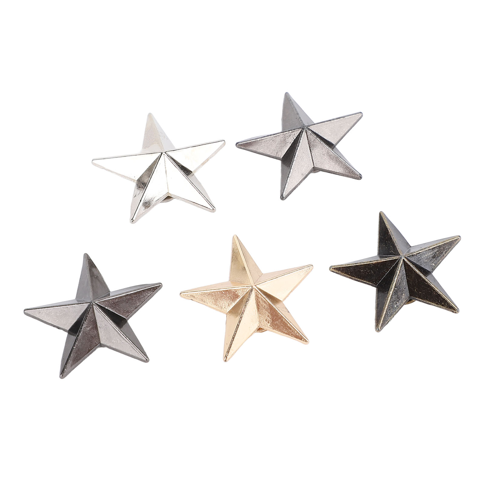 50er-set Fünfzackige Sternnieten, Schrauben, Bekleidungslegierung, Punk-nieten, Spikes, 20,5 Mm, Gold, Silber, Schwarz, Bronze, Antiksilber