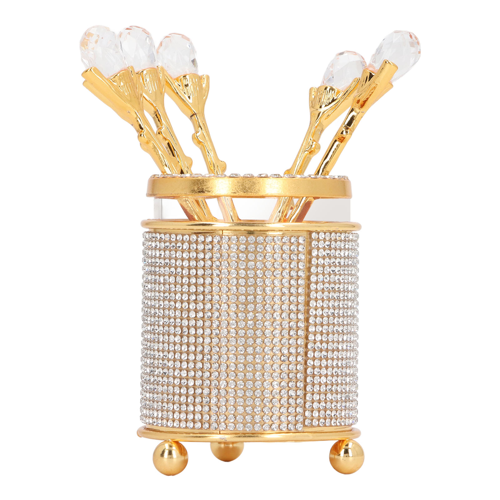6-teiliges Kaffeelöffel-set Mit Halter, Zinklegierung, Goldfarbene Dessertlöffel, Mini-teelöffel-set Zum Umrühren Von Früchten, Mischen Von Zucker, Eiscreme Und Kuchen