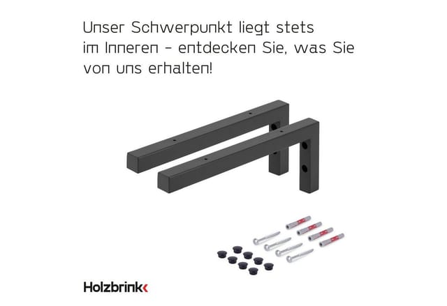 Holzbrink 2x Wandkonsole Schwarz für Waschtisch, 450x150 mm Modell L