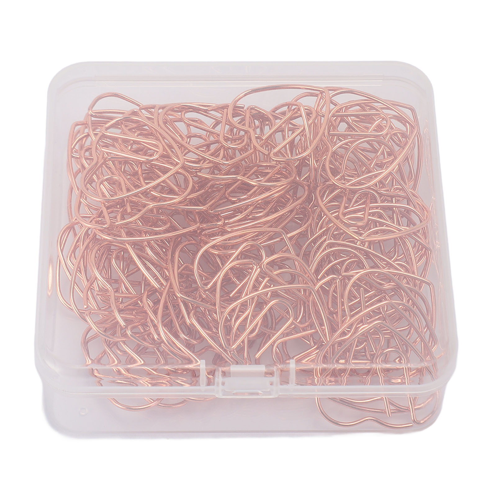 100er-set Herzförmige Büroklammern Aus Eisen, Dekorativ, Mit Transparenter Box, Für Büro, Schule Und Haushalt, Roségold