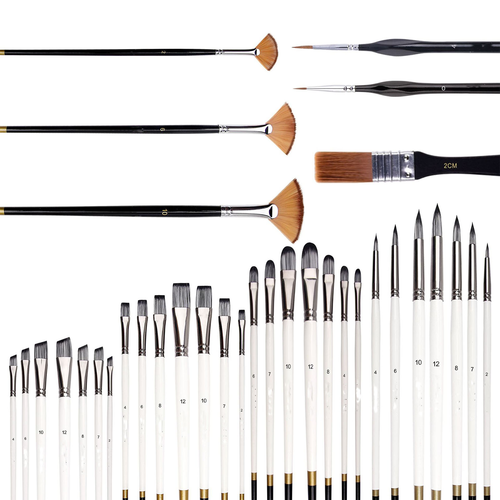 Pinselset Mit Nylonborsten, Tragbar, Professionell, Für Öl-, Aquarell- Und Gouachemalerei, 34-teiliges Set (mattierter Beutel)