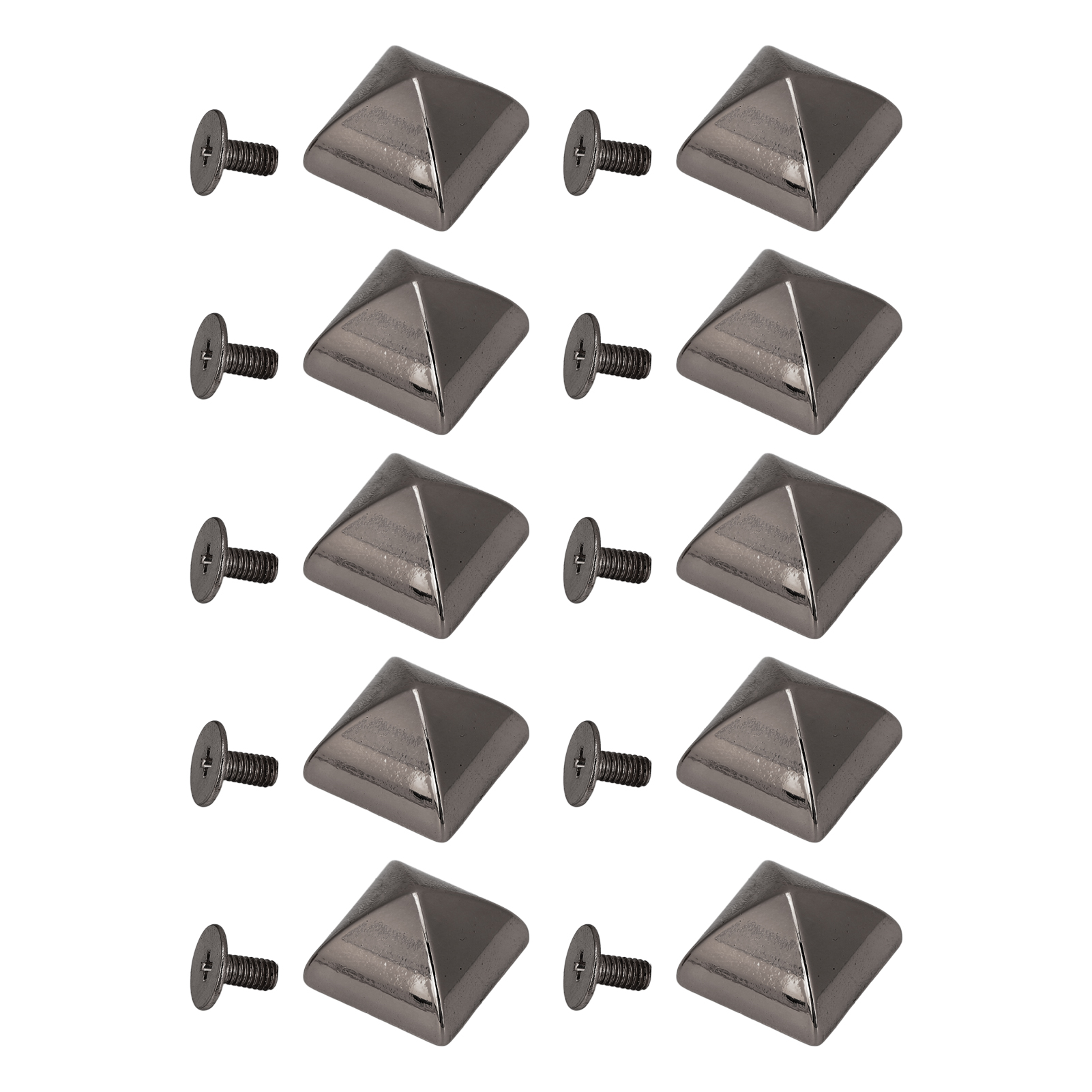 20 Sets Vierkant-spitznieten Aus Zinklegierung, Pyramidenform, Punk-optik, Für Reparaturen An Lederwaren Und Taschen, 15 Mm, Gunmetal-farben